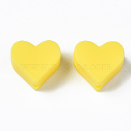 Food Grade Eco-Friendly Silicone Beads, Chewing Beads For Teethers, DIY Nursing Necklaces Making, Heart, Yellow, 13x14x8mm, Hole: 2mm(SIL-N002-11A-06)