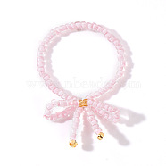 Sweet Bowknot High Quality Glass Seed Bead Handmade Fashion Ring for Women, Pink(DB6588-1)