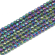 Electroplate Synthetic Hematite Beads Strands, Faceted, Round, Non-magnetic Hematite, Colorful, 2~2.5mm, Hole: 0.3mm, about 189pcs/strand, 15.4 inch(G-S300-27B-2mm)