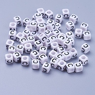 Pandahall 50g Opaque Acrylic Horizontal Hole Letter Beads, Cube, Letter C, 6x6x6mm, Hole: 3.2mm(SACR-TA0001-19I)
