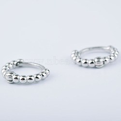925 Sterling Silver Huggie Hoop Earrings, Ring, Platinum, 8mm, Pin: 0.8mm(EJEW-BB47868-B)