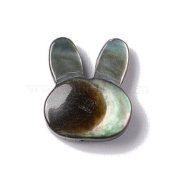 Natural Black Lip Shell Beads, Sea Shell Beads, Vertical Hole, Rabbit, 10.5x12x3mm, Hole: 0.8mm(BSHE-C003-02A)