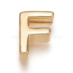 Brass Charms, Long-Lasting Plated, Real 18K Gold Plated, Letter.F, F: 8.5x6x3mm, Hole: 1.6mm(ZIRC-I037-01F-G)