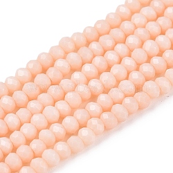 Opaque Solid Color Imitation Jade Glass Beads Strands, Faceted, Rondelle, Antique White, 2.3~2.7x1.5mm, Hole: 0.4mm, about 150~155pcs/strand, 32~33cm(EGLA-A044-P1mm-D05)