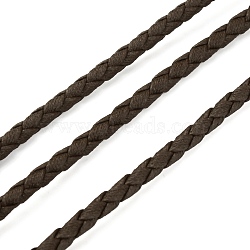 Braided PU Leather Cords, Round, Coconut Brown, 4mm, about 2.19 Yards(2m)/Strand(WL-WH0005-002A)