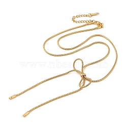 304 Stainless Steel Snake Chain Necklaces, Bowknot, Golden, 19.88 inch(50.5cm)(NJEW-Q339-03G)