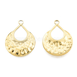 Ion Plating(IP) 201 Stainless Steel Pendants, Teardrop, Real 18K Gold Plated, 28x21x2.5mm, Hole: 2.5mm(STAS-N098-247LG)