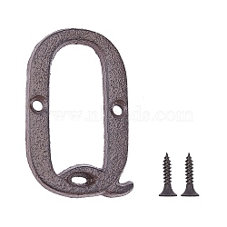 Iron Home Address Number, with 2pcs Screw, Letter.Q, 76x45x5mm, Hole: 5.4mm(AJEW-WH0126-25Q)