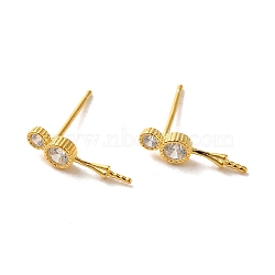 925 Sterling Silver Stud with Cubic Zirconia Earrings Findings, Number 8, Real 18K Gold Plated, 13.5x3.5mm, Pin: 11x0.7mm(STER-Z007-06G)