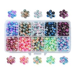 Rainbow ABS Plastic Imitation Pearl Beads, Gradient Mermaid Pearl Beads, Round, Mixed Color, 6x5mm, Hole: 1.5mm, 900pcs/box(OACR-CJ0001-02)