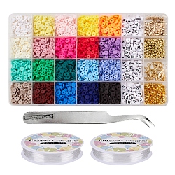 DIY Polymer Clay Beads Jewelry Set Making Kit, Including Handmade Polymer Clay & Acrylic & ABS Plastic Beads, CCB Plastic Pendants & Spacer Beads, Iron Jump Rings & Bead Tips, Alloy Clasps, Tweezers and Thread, Mixed Color, Beads: about 3450/set(DIY-YW0004-50)