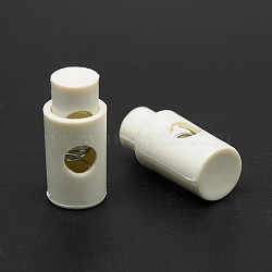 Iron Spring Eco-Friendly Plastic Cord Locks, Dyed, 1-Hole, White, 27x13mm, Hole: 6mm(FIND-E004-71B)