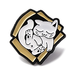 Carton White Cat Alloy Enamel Pins, for Backpack Clothes, Tan, 21.5x20mm(JEWB-K023-05EB-02)