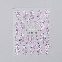 Sea Animal Plastic Embossed Nail Art Stickers, Jellyfish, 8x6.2x0.06cm(MRMJ-WH20004-04B)