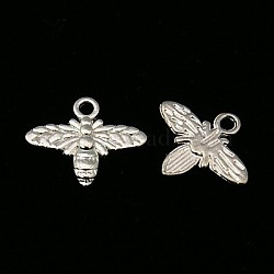 Tibetan Style Alloy Pendants, Lead Free and Cadmium Free, Bees, Silver Color Plated, 14x16x2mm, Hole: 2mm(TIBEP-A100604-S-LF)