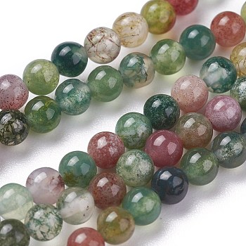 Natural Indian Agate Bead Strands, Round, 2mm, Hole: 0.8mm, about 184pcs/strand, 16 inch