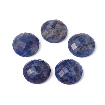 Natural Sodalite Cabochons, Half Round, Faceted, 15.5x5.5mm