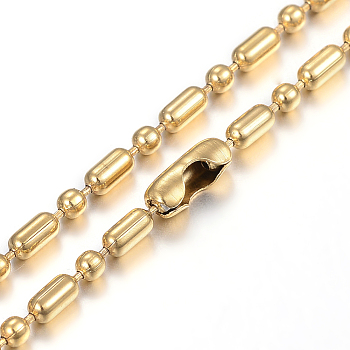 304 Stainless Steel Ball Chain Necklaces Making, Oval & Round, Golden, 29.5 inch(75cm), 2.3mm