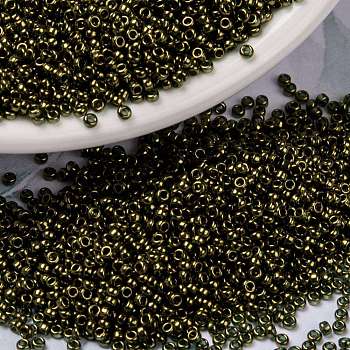 MIYUKI Round Rocailles Beads, Japanese Seed Beads, 15/0, (RR307) Dark Topaz Gold Luster, 1.5mm, Hole: 0.7mm, about 27777pcs/50g