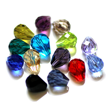 Imitation Austrian Crystal Beads, Grade AAA, Faceted, Drop, Mixed Color, 6x8mm, Hole: 0.7~0.9mm