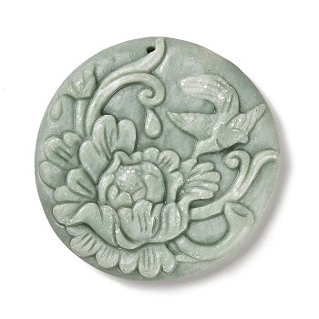 Natural Calcite Carved Pendants, Flower, 49.5x49.5x8.5mm, Hole: 1.8mm