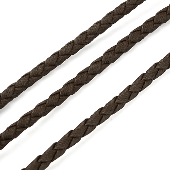 Braided PU Leather Cords, Round, Coconut Brown, 4mm, about 2.19 Yards(2m)/Strand