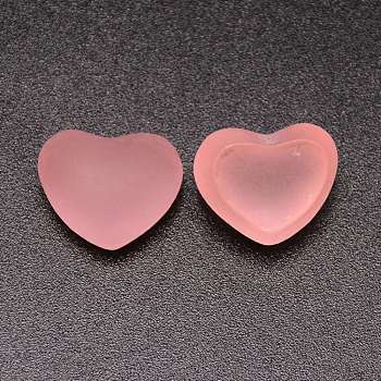 Transparent Resin Cabochons, Imitation Jell, Heart, Pink, 15.5x19x12mm