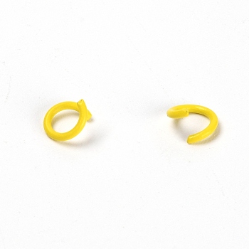 Baking Painted Metal Open Jump Rings, Yellow, 8x1.2mm, Inner Diameter: 5.6mm, about 100pcs/bag