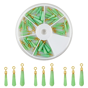 60Pcs 3 Style Silicone Fishing Floats, Fishing Bobbers, with Brass Findings, Lawn Green, 17~20x2~4mm, Hole: 1.2~1.4mm, 20pcs/style