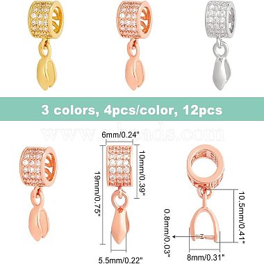 12pcs 3 couleurs pinces à glace en laiton(KK-FH0003-65)-4