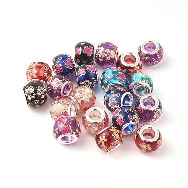 12mm Mixed Color Rondelle Glass+Brass Core European Beads