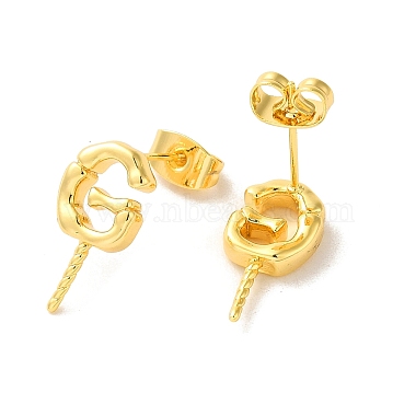 Brass Stud Earrings Findings(EJEW-H128-04G)-2