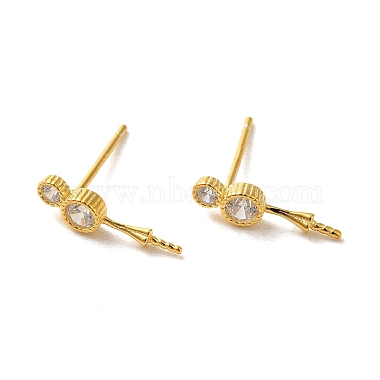 Real 18K Gold Plated Clear Number Sterling Silver+Cubic Zirconia Stud Earring Findings