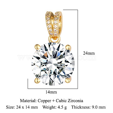 Brass Micro Pave Clear Cubic Zirconia Pendants(ZIRC-OY001-07G-01)-2