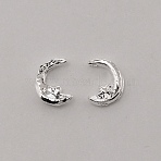 Alloy Cabochons, Moon with Star, for Nail Art Studs and Nail Art Decoartion Accessories, Silver, 7x5x1.7mm(MRMJ-WH0012-09)