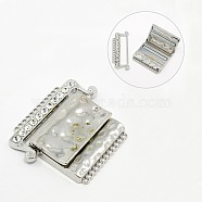 12-Strand Rectangle Alloy Rhinestone Magnetic Clasps, 24 Holes, Nickel Free, Platinum, 50x43x8mm, Hole: 2mm(PALLOY-A054-P-NF)
