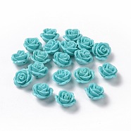 Synthetic Coral 3D Flower Rose Beads, Dyed, Aquamarine, 14~15x9mm, Hole: 1.5mm(CORA-A006-15mm-033)