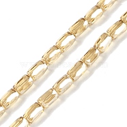 Electroplate Glass Beads Strands, Pearl Luster Plated, Faceted, Column, Lemon Chiffon, 6.5x4mm, Hole: 0.8mm, about 80pcs/strand, 20.08''(51cm)(GLAA-Q101-02A-PL03)