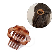 Flower Plastic Claw Hair Clips, with Iron Spring, Hair Accessories for Women Girls, Saddle Brown, 62x63x34mm(PHAR-F015-03)