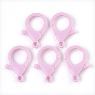 Plastic Lobster Claw Clasps, Pink, 35x24.5x6mm, Hole: 3mm(X-KY-ZX002-04)
