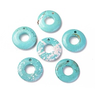 Natural Howlite Pendants, Dyed, Donut/Pi Disc, Turquoise, Donut Width: 13.5mm, 30x5mm, Hole: 3mm, Inner Diameter: 13mm(TURQ-L031-019A)