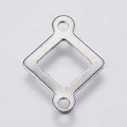 201 Stainless Steel Links connectors, Hollow Rhombus, Stainless Steel Color, 16x12x0.8mm, Hole: 1.5mm(STAS-I097-014P)