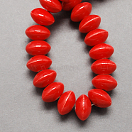 Handmade Porcelain Beads, Bright Glazed Porcelain, Rondelle, Red, 12x7mm, Hole: 2mm(PORC-Q173-12x7mm-10)