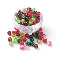 5 Colors Spray Painted & Baking Painted Crackle Glass Beads, Round, Mixed Color, 8mm, Hole: 1.3~1.6mm(CCG-X0010-05-8mm)