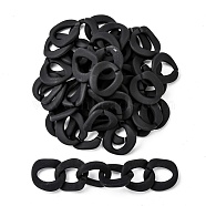 Rubberized Style Acrylic Linking Rings, Quick Link Connectors, For Curb Chains Making, Twist, Black, 30.5x28.5x4mm, Inner Diameter: 20x12mm(OACR-N011-007C)