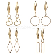 316 Surgical Stainless Steel Dangle Earrings, Brass Charm Jewelry for Women, Mixed Shapes, 36.5~47x6~17.5mm(EJEW-JE05626)