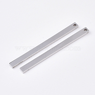 201 Stainless Steel Pendants, Bar, Stainless Steel Color, 49.5x3.5x1.5mm, Hole: 1.5mm(STAS-T052-07P)
