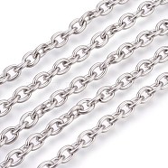 304 Stainless Steel Cable Chains, Unwelded, Oval, Stainless Steel Color, 8x6x1.5mm(CHS-L017-09E)