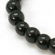 4mm Black Opaque Round Glass Beads Strands Spacer Beads, 4mm, Hole: 0.5mm, about 84pcs/strand, 13 inch(X-GR4mm27Y)