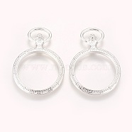 Alloy Open Back Bezel Pendants, For DIY UV Resin, Epoxy Resin, Pressed Flower Jewelry, Ring, Silver Color Plated, 54x38x6mm, Hole: 3x13mm, Inner Diameter: 29.5mm(PALLOY-WH0024-05S)